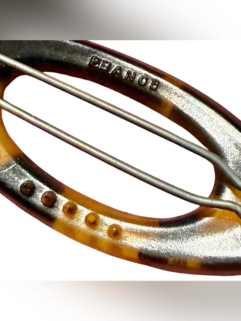 1960’s Vintage Tortoiseshell Oval French Hair Barrette Clip, Deadstock Unworn